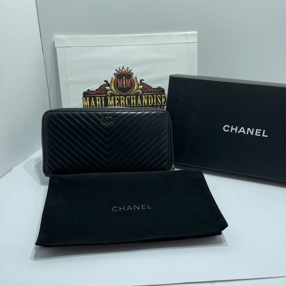 Chanel Zippy wallet in V stitches black lambskin wallet with auth card,box&dbag - Picture 12 of 12